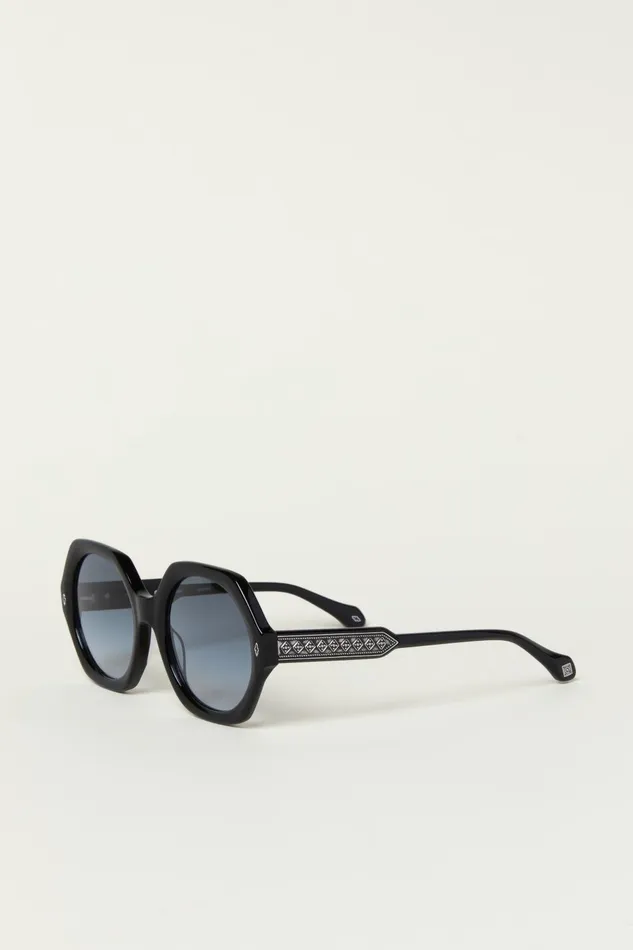 Round Sunglasses Luny Black Women Baandsh Eyewear