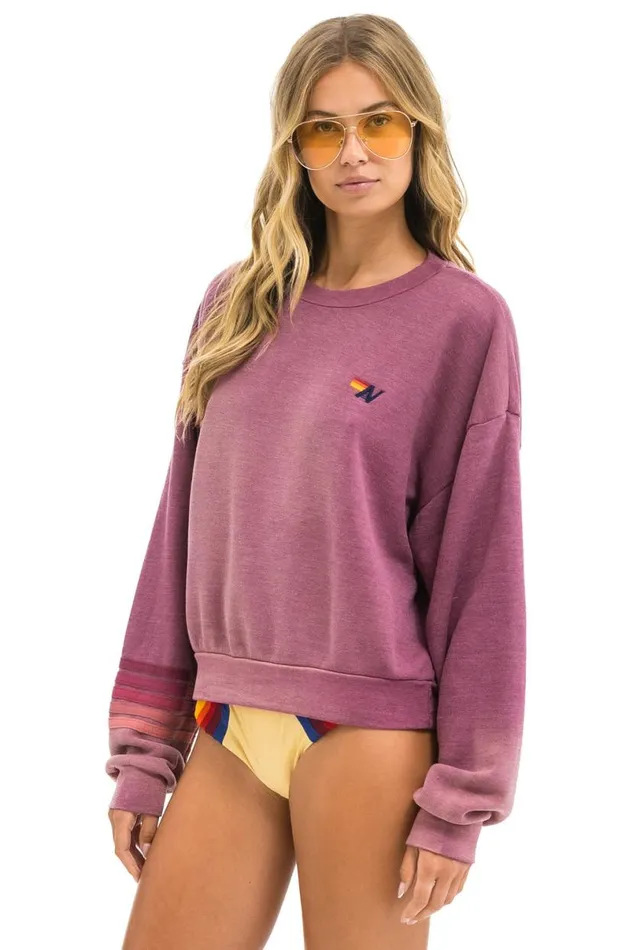 Rugby Stitch Relaxed Crew Sweatshirt 8211 Faded Berry WomenMen Aviator Nation Sweatshirts