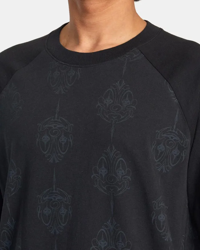 RVCA Artist Tees Mister Cartoon Smile Now Baseball Tee Blackgrey 8211 Men