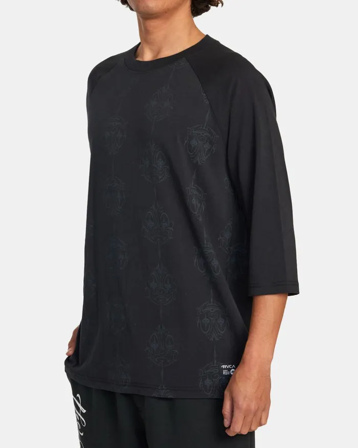 RVCA Artist Tees Mister Cartoon Smile Now Baseball Tee Blackgrey 8211 Men