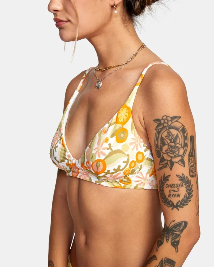 RVCA Bikini Tops Avant Gardner High Triangle Bikini Top White 8211 Women