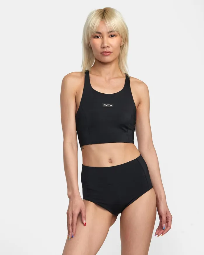 RVCA Bikini Tops VA Essential Solid High Neck Racerback Swim Top Black 8211 Women RVCA Bikini Tops VA Essential Solid High Neck Racerback Swim Top Black 8211 Women