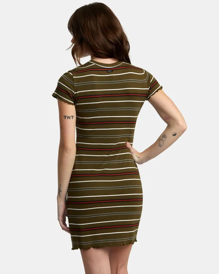 RVCA Dresses Rompers Rover Rib Knit Dress Dark Olive 8211 Women