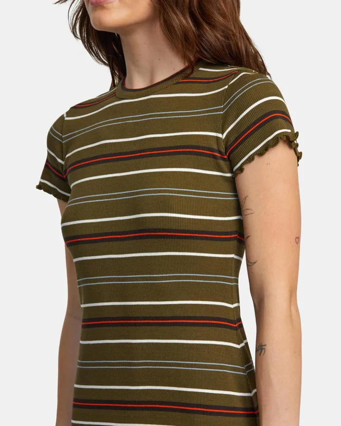 RVCA Dresses Rompers Rover Rib Knit Dress Dark Olive 8211 Women