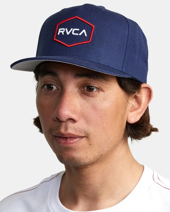 RVCA Hats Beanies Commonwealth Snapback Hat Navy 8211 Men