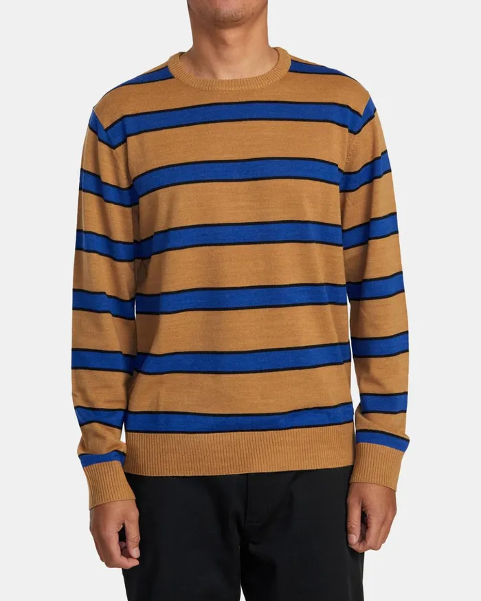 RVCA Hoodies Sweatshirts ALEX STRIPE CREW Sweater Butterscotch 8211 Men