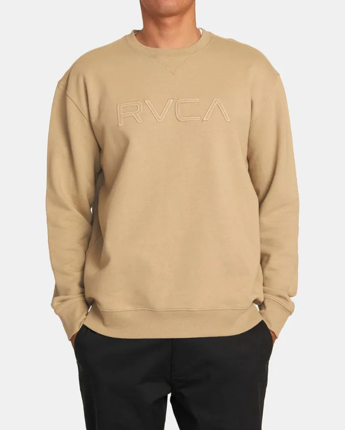 RVCA Hoodies Sweatshirts Big RVCA Stitched Sweatshirt Khaki 8211 Men