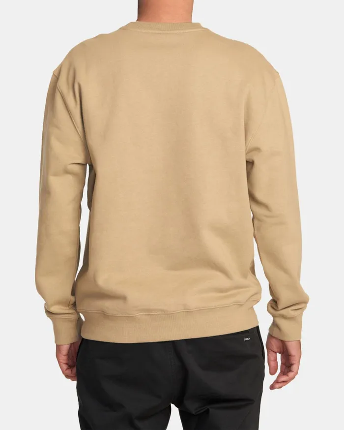 RVCA Hoodies Sweatshirts Big RVCA Stitched Sweatshirt Khaki 8211 Men