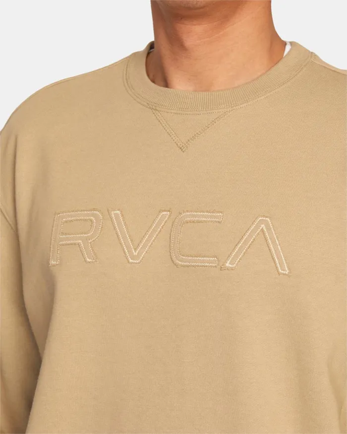 RVCA Hoodies Sweatshirts Big RVCA Stitched Sweatshirt Khaki 8211 Men