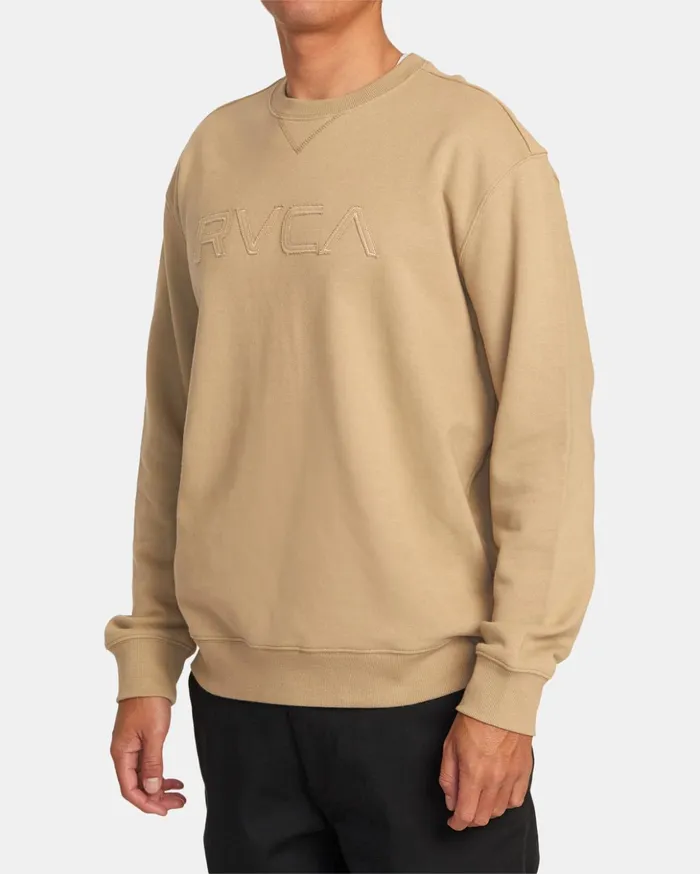 RVCA Hoodies Sweatshirts Big RVCA Stitched Sweatshirt Khaki 8211 Men