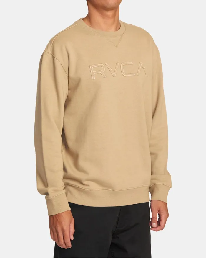 RVCA Hoodies Sweatshirts Big RVCA Stitched Sweatshirt Khaki 8211 Men