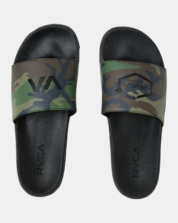 RVCA Sandals Island Hex Slides Black 8211 Men
