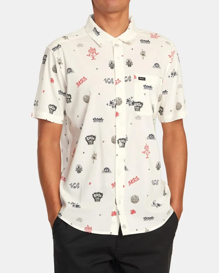 RVCA Shirts Flannels Arrivals Short Sleeve Shirt Natural 8211 Men