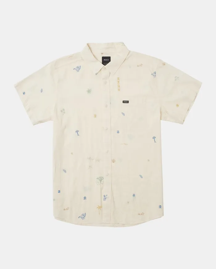 RVCA Shirts Flannels Desert Trip Short Sleeve Shirt Natural 8211 Men