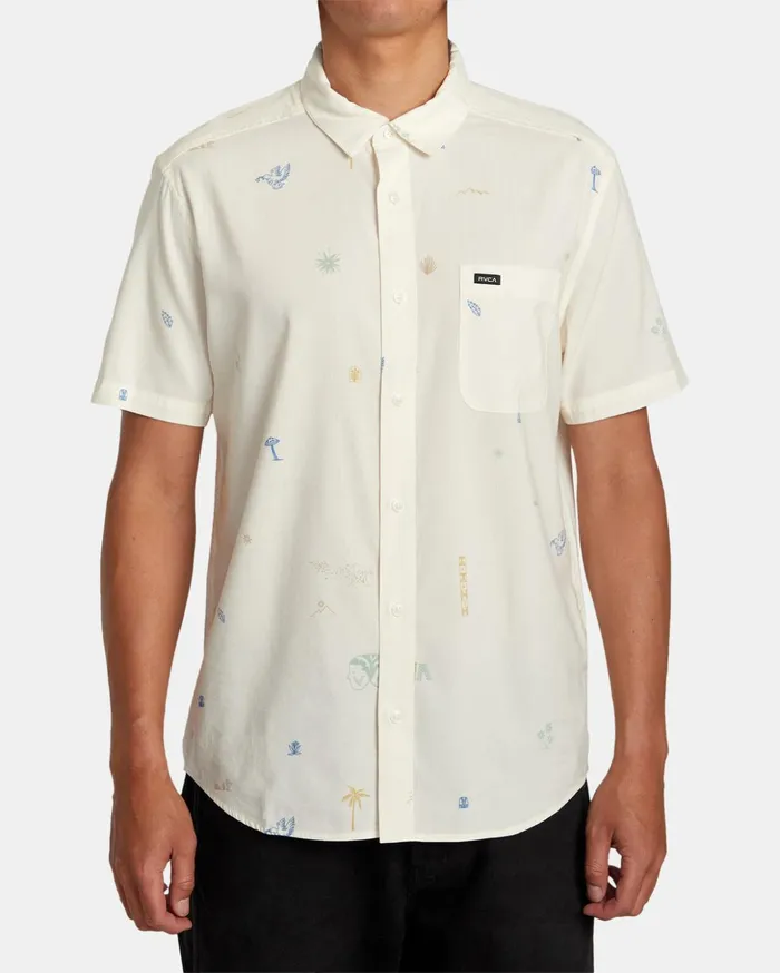 RVCA Shirts Flannels Desert Trip Short Sleeve Shirt Natural 8211 Men