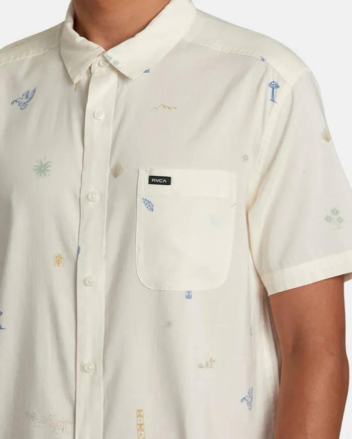 RVCA Shirts Flannels Desert Trip Short Sleeve Shirt Natural 8211 Men