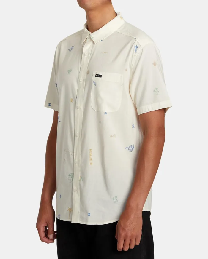 RVCA Shirts Flannels Desert Trip Short Sleeve Shirt Natural 8211 Men