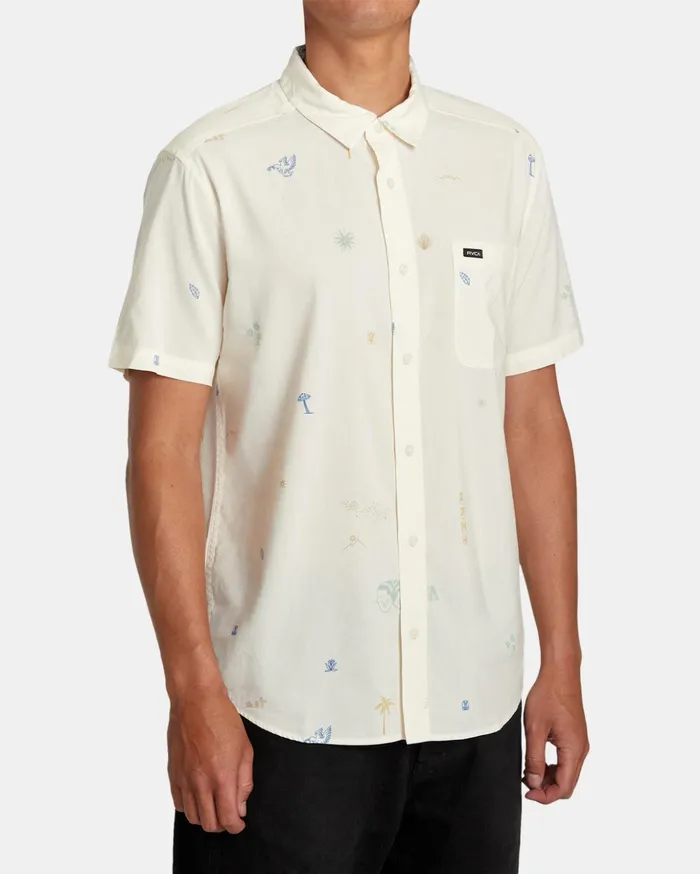 RVCA Shirts Flannels Desert Trip Short Sleeve Shirt Natural 8211 Men
