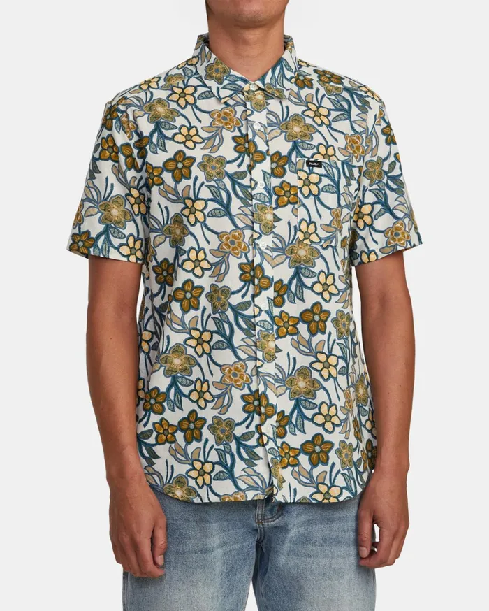 RVCA Shirts Flannels Evening Floral Shirt Silver Bleach 8211 Men