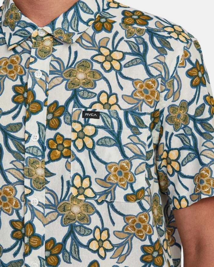 RVCA Shirts Flannels Evening Floral Shirt Silver Bleach 8211 Men
