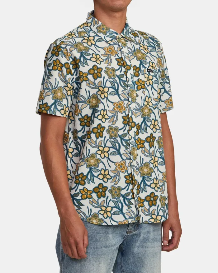 RVCA Shirts Flannels Evening Floral Shirt Silver Bleach 8211 Men