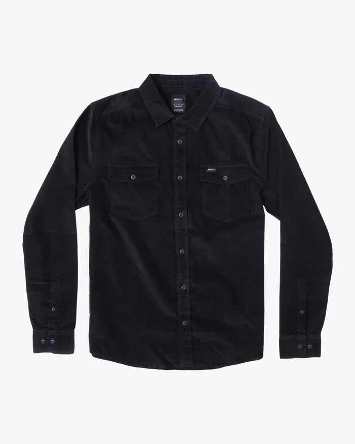 RVCA Shirts Flannels Freeman Cord Long Sleeve Shirt Black 8211 Men