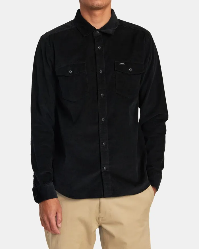 RVCA Shirts Flannels Freeman Cord Long Sleeve Shirt Black 8211 Men