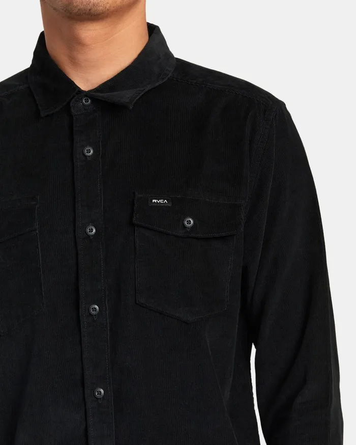 RVCA Shirts Flannels Freeman Cord Long Sleeve Shirt Black 8211 Men