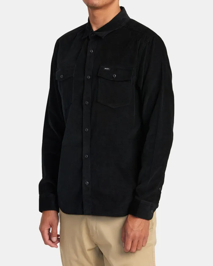 RVCA Shirts Flannels Freeman Cord Long Sleeve Shirt Black 8211 Men