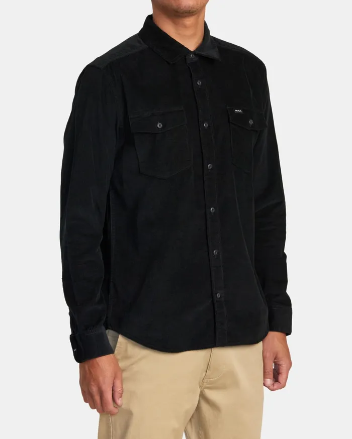 RVCA Shirts Flannels Freeman Cord Long Sleeve Shirt Black 8211 Men