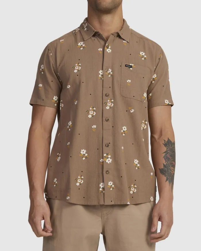 RVCA Shirts Flannels Happy Dayzie Short Sleeve Shirt Timber 8211 Men