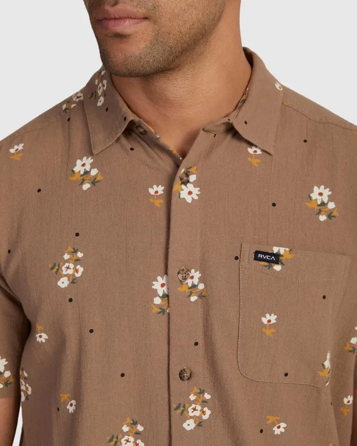 RVCA Shirts Flannels Happy Dayzie Short Sleeve Shirt Timber 8211 Men