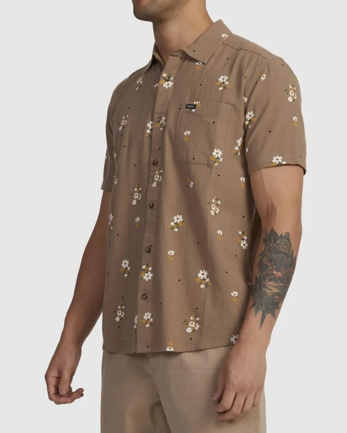RVCA Shirts Flannels Happy Dayzie Short Sleeve Shirt Timber 8211 Men