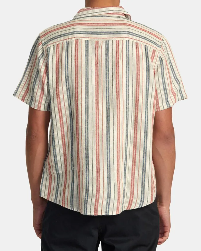 RVCA Shirts Flannels Satellite Stripe Short Sleeve Shirt Khaki 8211 Men
