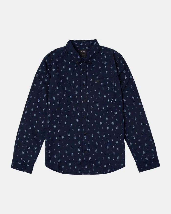 RVCA Shirts Flannels Thatll Do Print Long Sleeve Shirt Navy Marine 8211 Men
