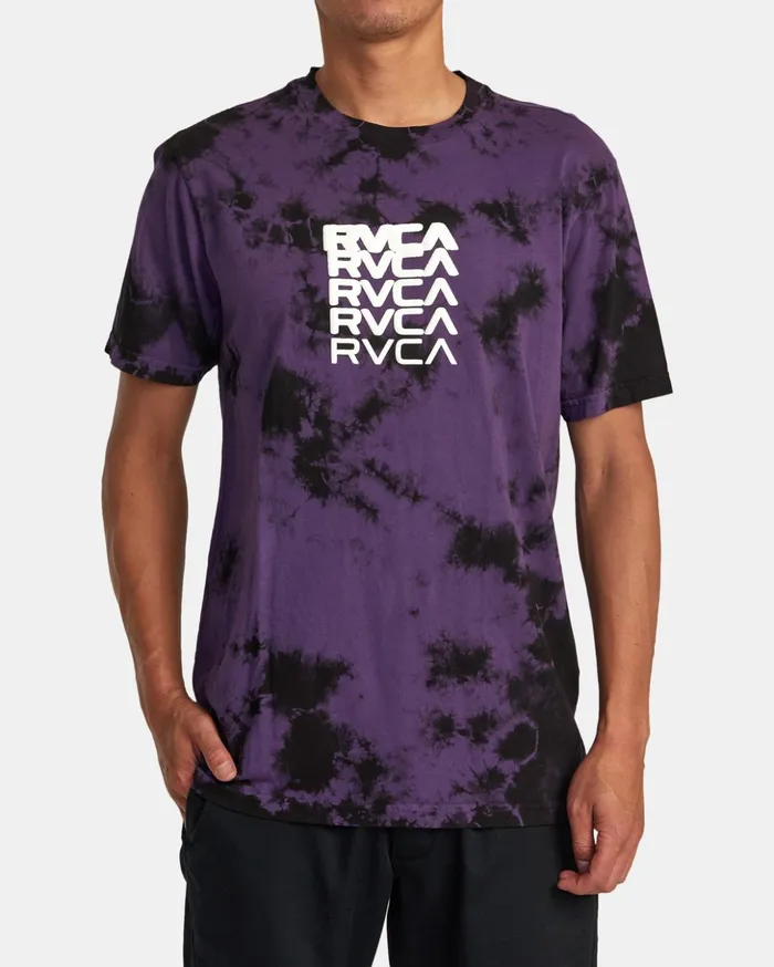 RVCA Short Sleeves Degen Tee Purple Tie Dye 8211 Men