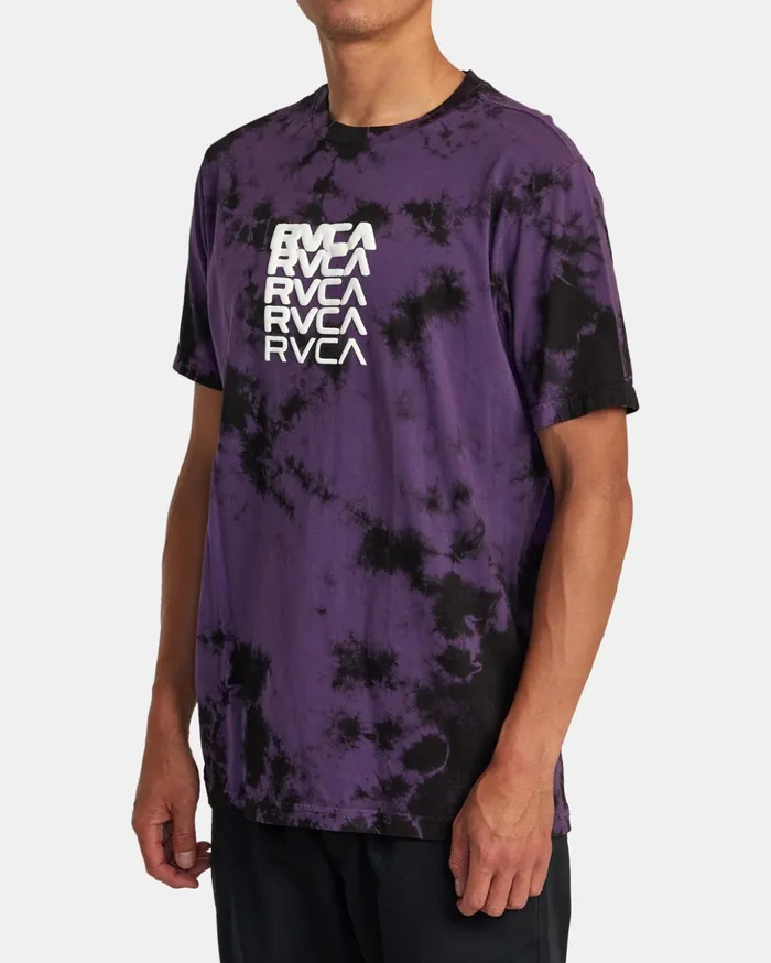 RVCA Short Sleeves Degen Tee Purple Tie Dye 8211 Men