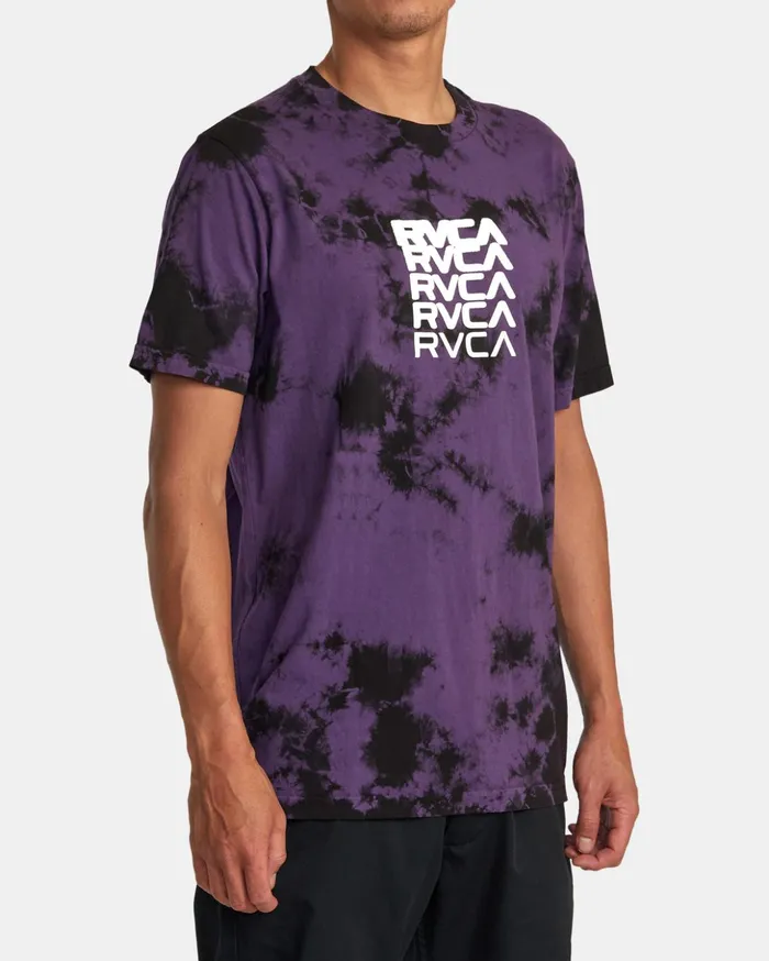 RVCA Short Sleeves Degen Tee Purple Tie Dye 8211 Men