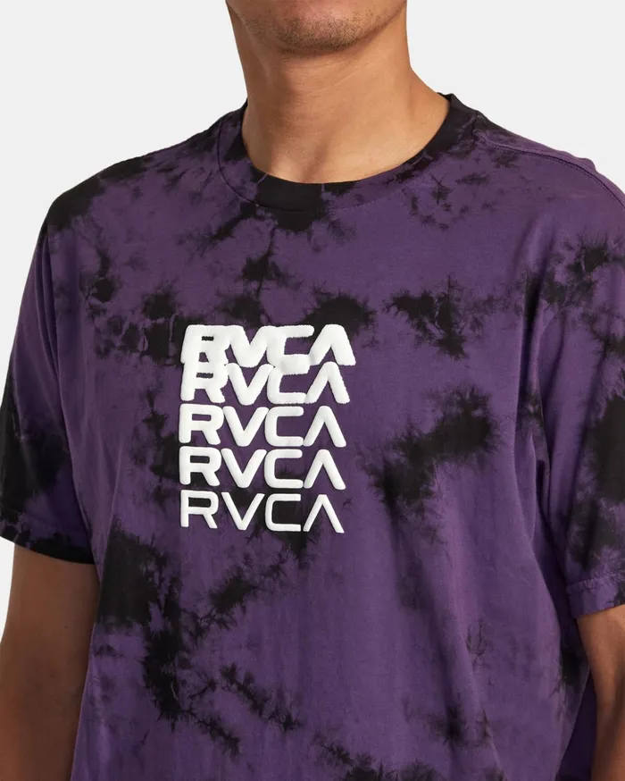 RVCA Short Sleeves Degen Tee Purple Tie Dye 8211 Men