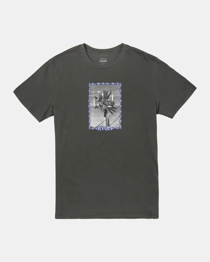 RVCA Short Sleeves Reception TShirt Pirate Black 8211 Men