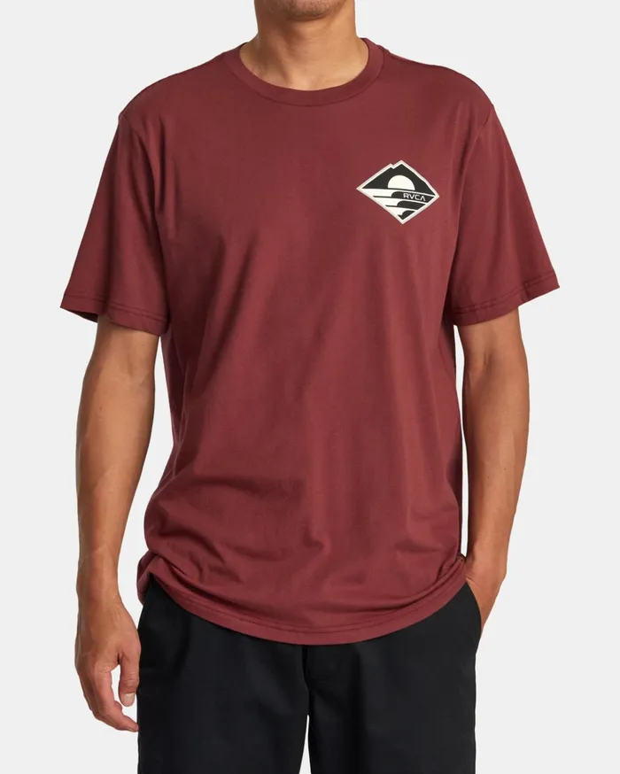 RVCA Short Sleeves Sunswell Tee Oxblood Red 8211 Men
