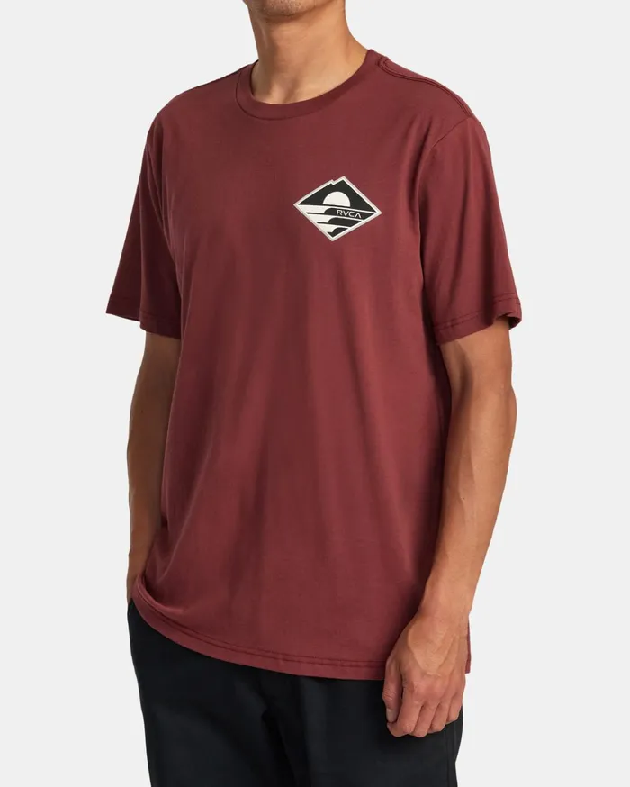 RVCA Short Sleeves Sunswell Tee Oxblood Red 8211 Men