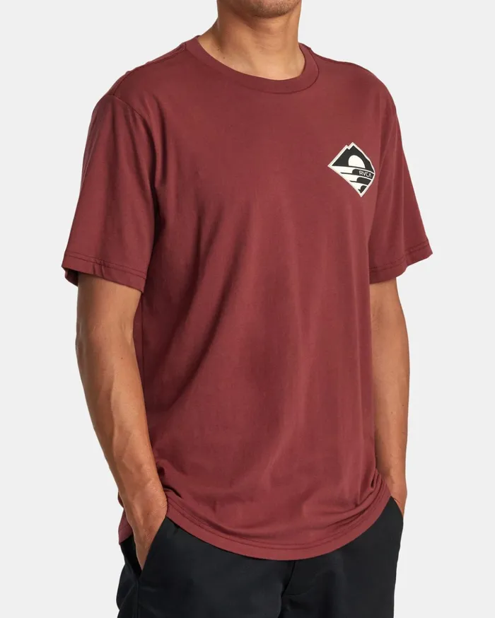 RVCA Short Sleeves Sunswell Tee Oxblood Red 8211 Men