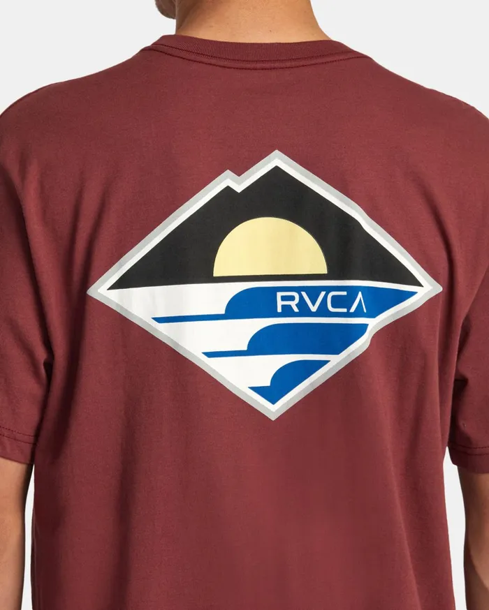 RVCA Short Sleeves Sunswell Tee Oxblood Red 8211 Men