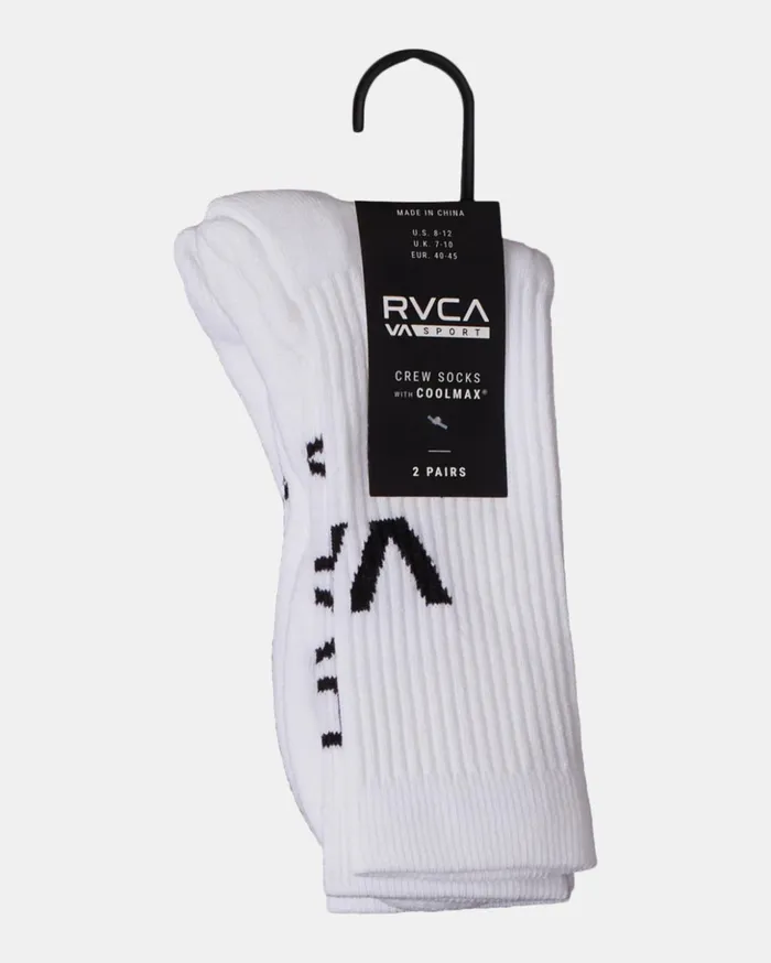 RVCA Socks 2 Pack Sport Vent Cushion Crew Socks White 8211 Men