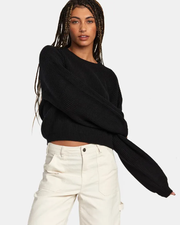RVCA Sweaters Dip In Pullover Sweater Rvca Black 8211 Women