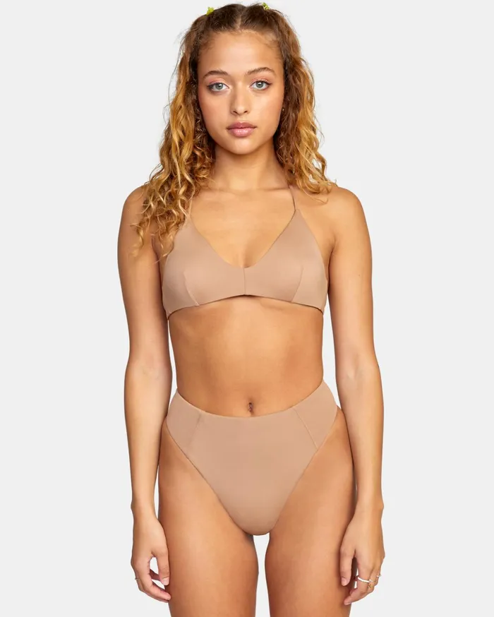 RVCA Swim New Arrivals Solid Crossback Bikini Top Wood 8211 Women