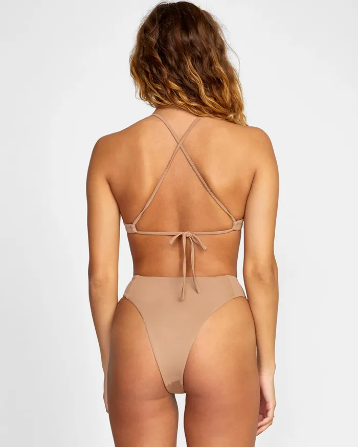 RVCA Swim New Arrivals Solid Crossback Bikini Top Wood 8211 Women