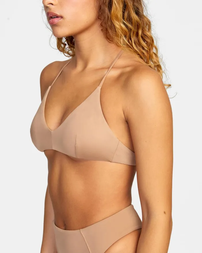 RVCA Swim New Arrivals Solid Crossback Bikini Top Wood 8211 Women