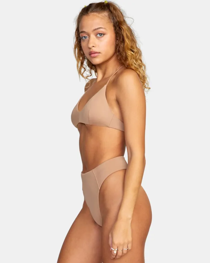 RVCA Swim New Arrivals Solid Crossback Bikini Top Wood 8211 Women
